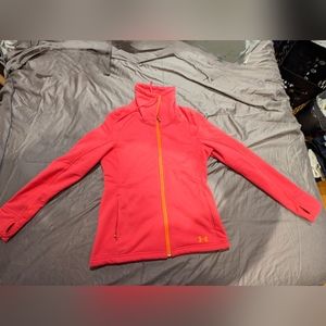 Under Armour Mock Neck Fleece Pink/Orange Full Zip Jacket Size M